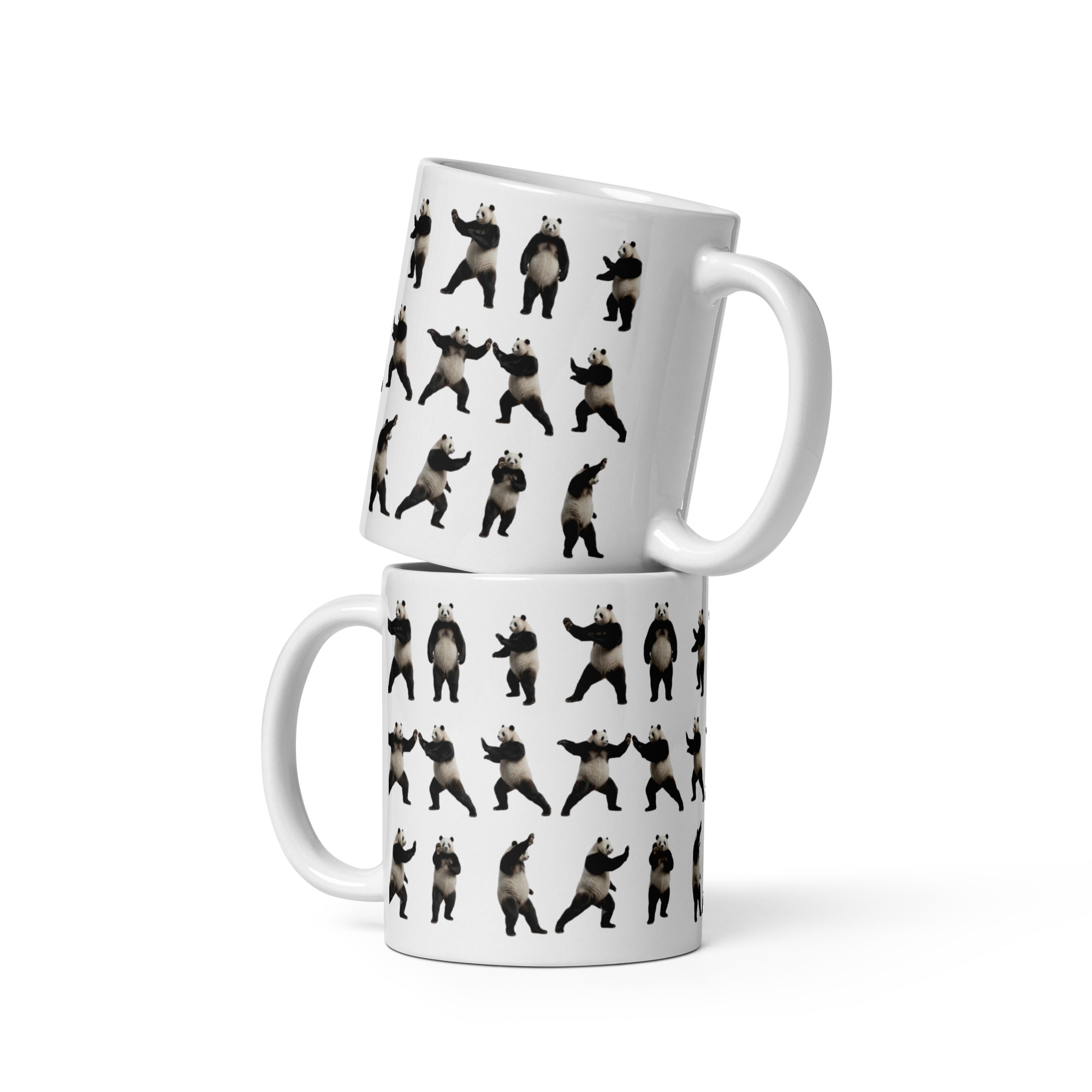 Tai Chi Panda White glossy mug